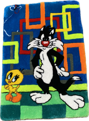 Playful Cat and Bird Area rug