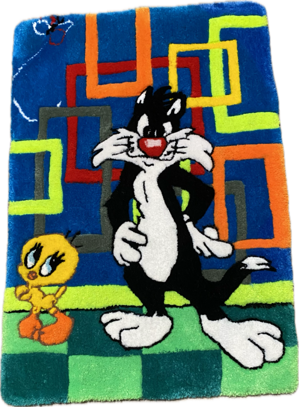 Playful Cat and Bird Area rug